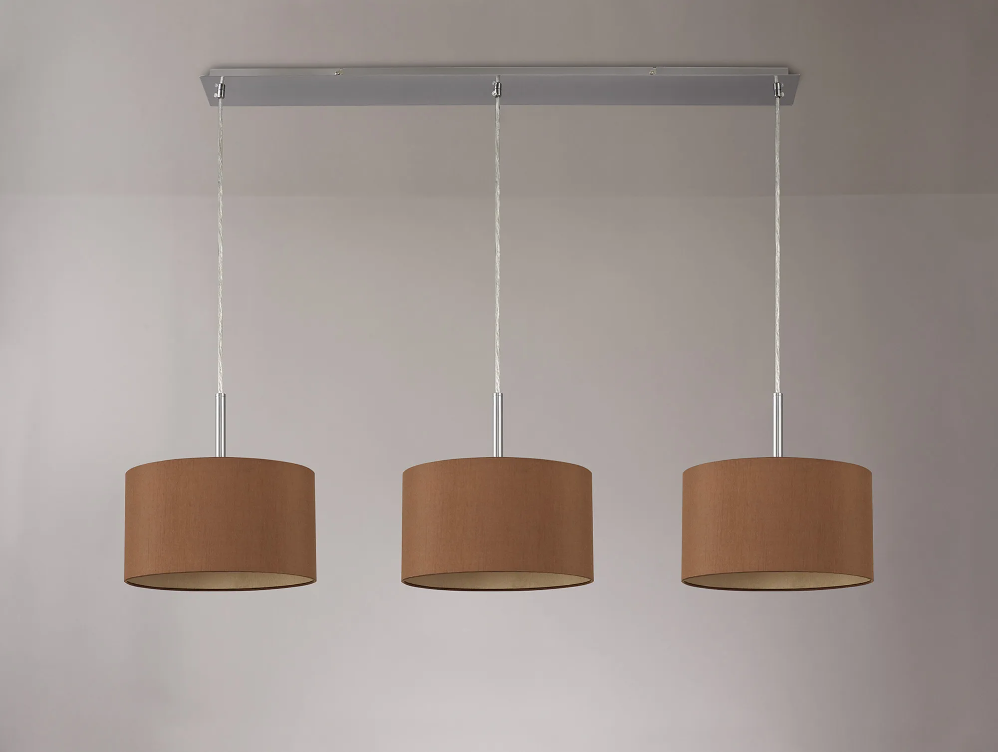 Baymont 30cm Shade 3 Light Pendant Satin Nickel, Raw Cocoa/Grecian Bronze DK0588  Deco Baymont SN RC